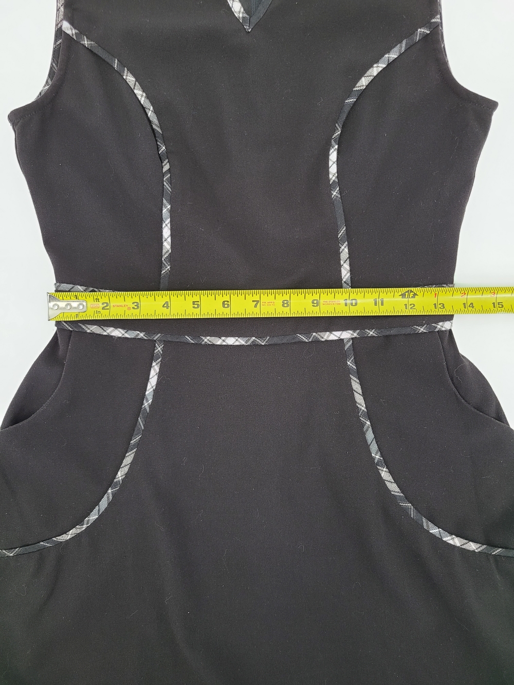 Modcloth Black Sleeveless A Line Dress With Plaid Trim Size Small - Picture 10 of 12